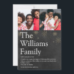 Photo Chalkboard Family Definition Christmas Holiday Card<br><div class="desc">Share your family's definition of what the Christmas holiday season means to you with these elegant,  boho holiday cards. Featuring your special photos and message set in modern typography on gold snowflakes on a chalkboard background. Designed by Thisisnotme©</div>