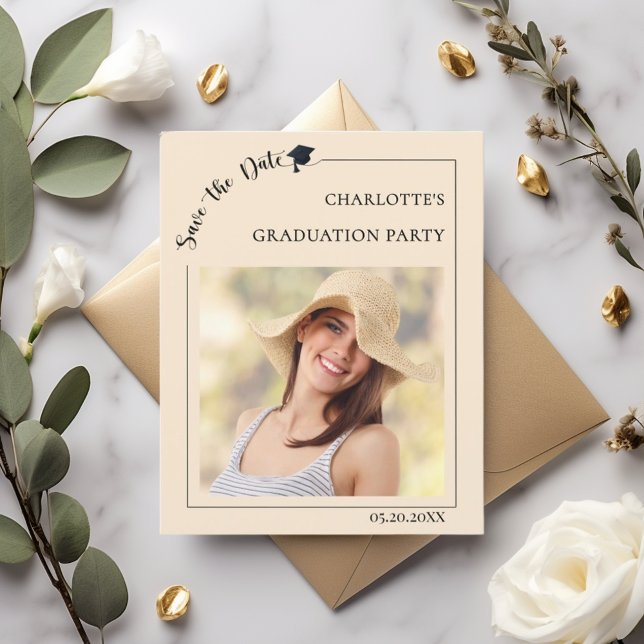 Photo champagne Graduation Save the Date card (Creator Uploaded)