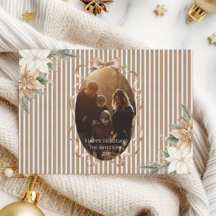 Photo Champagne Ribbon Christmas Holiday Card
