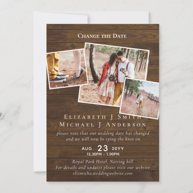 PHOTO Change the Date Plans Postponement ANY Event (Front)