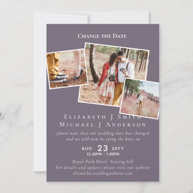 PHOTO Change the Date Plans Postponement ANY Event (Front)