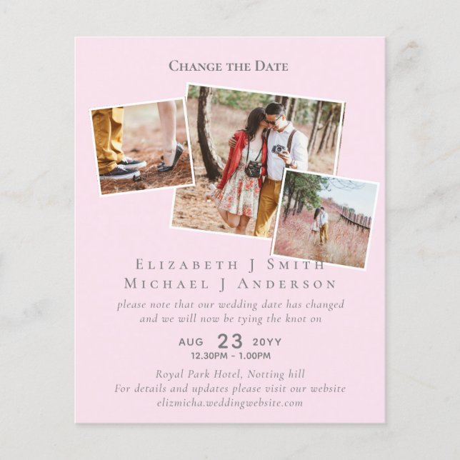 PHOTO Change the Date Plans Postponement ANY Event (Front)