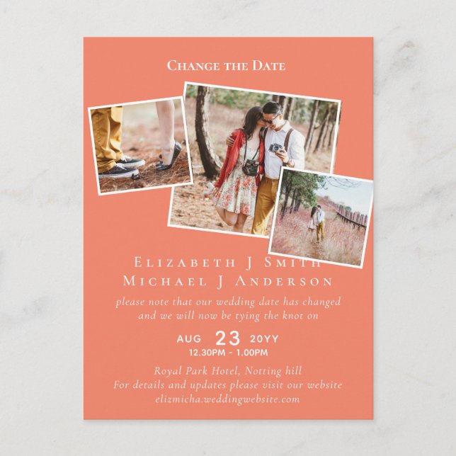 PHOTO Change the Date Plans Postponement ANY Event Postcard (Front)