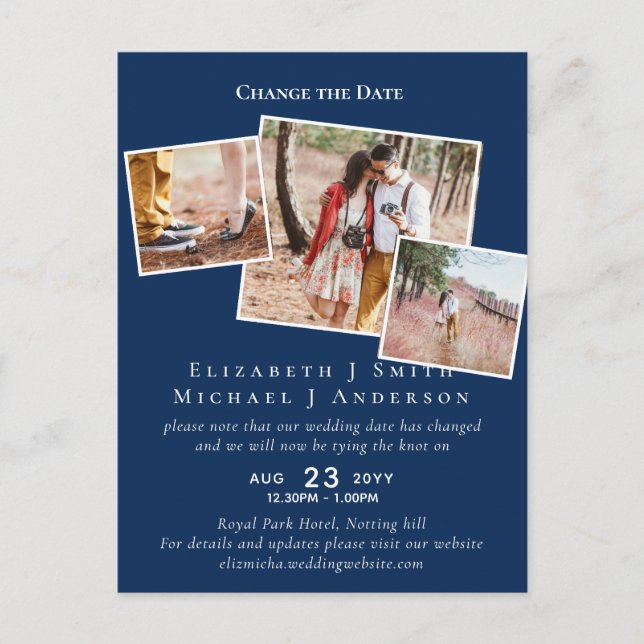 PHOTO Change the Date Plans Postponement ANY Event Postcard (Front)