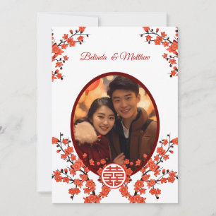 Photo Cherry Blossom Chinese Wedding Invitation
