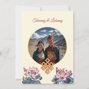  Photo Cherry Blossom Tibetan Wedding Invitation