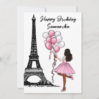 Photo Chic Eiffel Tower, Balloons Paris Birthday Card