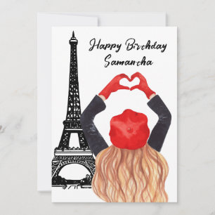 Photo Chic Eiffel Tower Girl Heart Paris Birthday Card