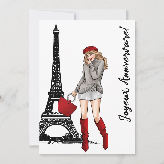 Photo Chic Eiffel Tower, Trendy Paris Birthday Card (Front)