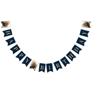 Photo Chic Navy and Gold Happy Birthday Bunting