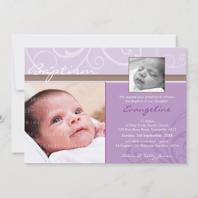 PHOTO CHRISTENING INVITES :: charity 7L (Front)