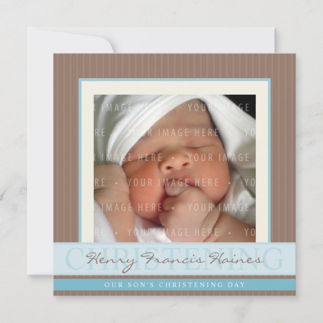 PHOTO CHRISTENING INVITES :: elegance 1SQ (Front)