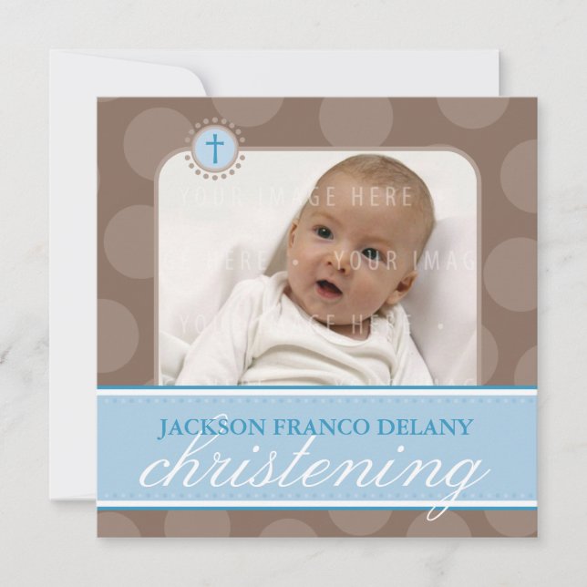 PHOTO CHRISTENING INVITES :: polkadot 2SQ (Front)