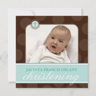 PHOTO CHRISTENING INVITES :: polkadot 5SQ