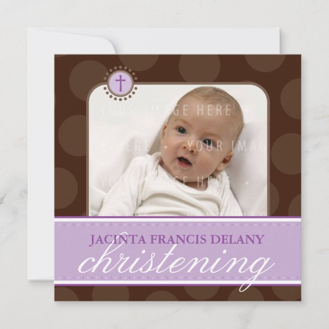 PHOTO CHRISTENING INVITES :: polkadot 7SQ (Front)