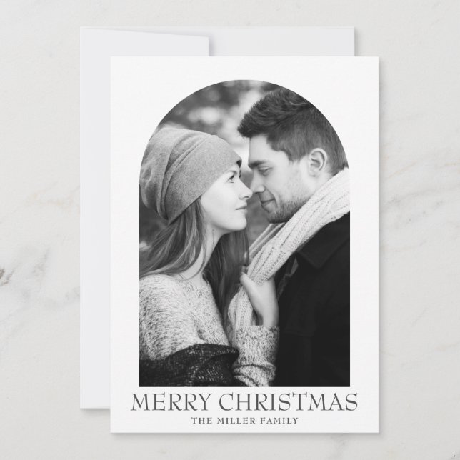 Photo Christmas Card Arched Design for Holidays (Front)