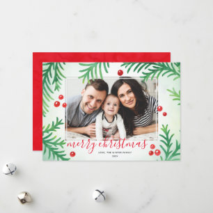 Photo Christmas Card   Classic Red & Green