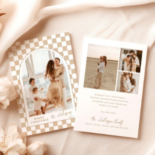 Photo Christmas Card   Modern Chequered Holiday Ca