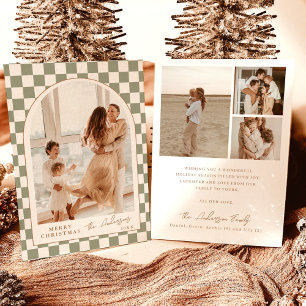 Photo Christmas Card, Sage Green Boho Holiday Card