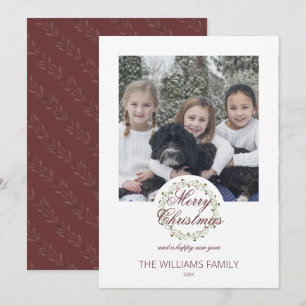 photo Christmas card watercolor wreath