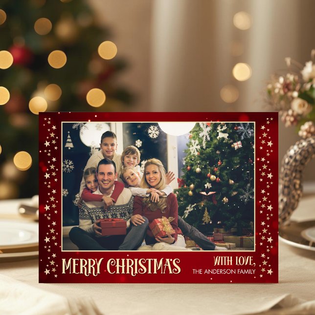 Photo Christmas Card with Family Picture Red Colou (Creator Uploaded)