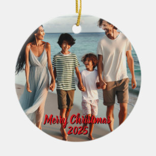Photo Christmas Cruise Red Personalise Ceramic Ornament