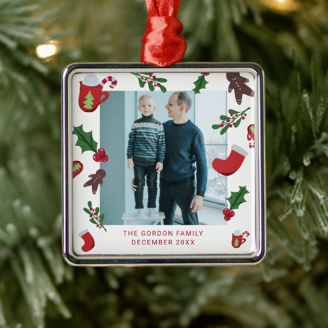 Photo Christmas Cute Cookies Metal Ornament (Tree)
