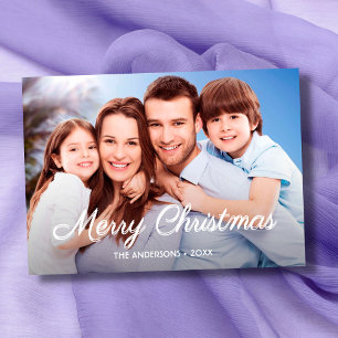 Photo Christmas Elegant Script 2 Sided Design Holiday Card
