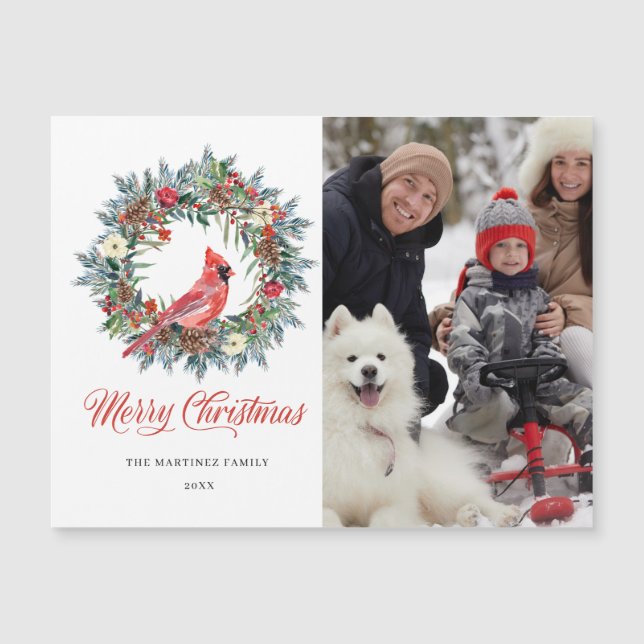 PHOTO Christmas Greeting Holiday Magnetic Card (Front)