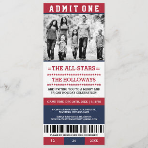 Photo Christmas Holiday Party Ticket Invitations