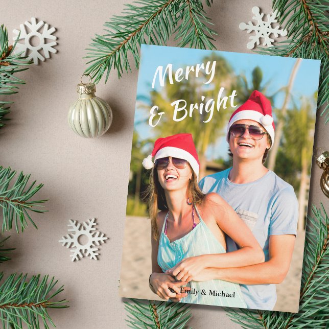 Photo Christmas Merry and Bright Holiday Card (Creator Uploaded)
