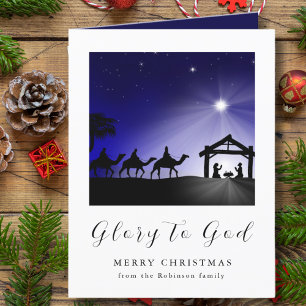 Photo Christmas Nativity Glory to God Christian Holiday Card