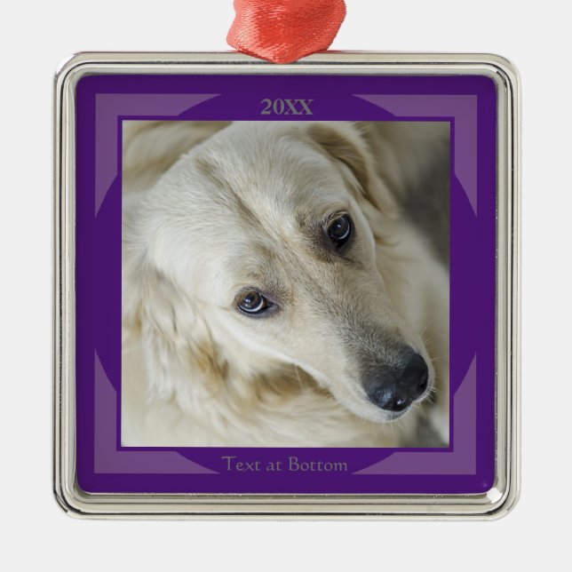 Photo Christmas Ornament in Purple (Front)