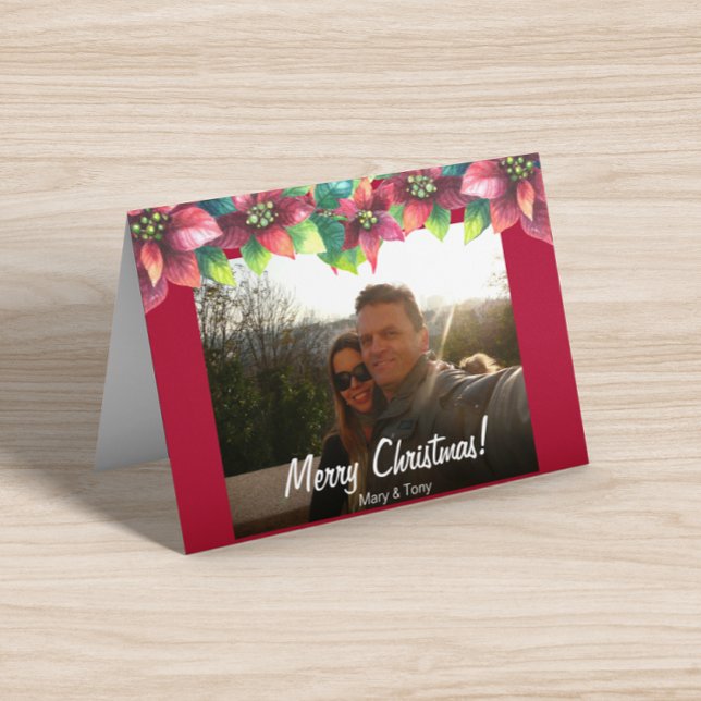 Photo Christmas Poinsettia Folded Card (Creator Uploaded)