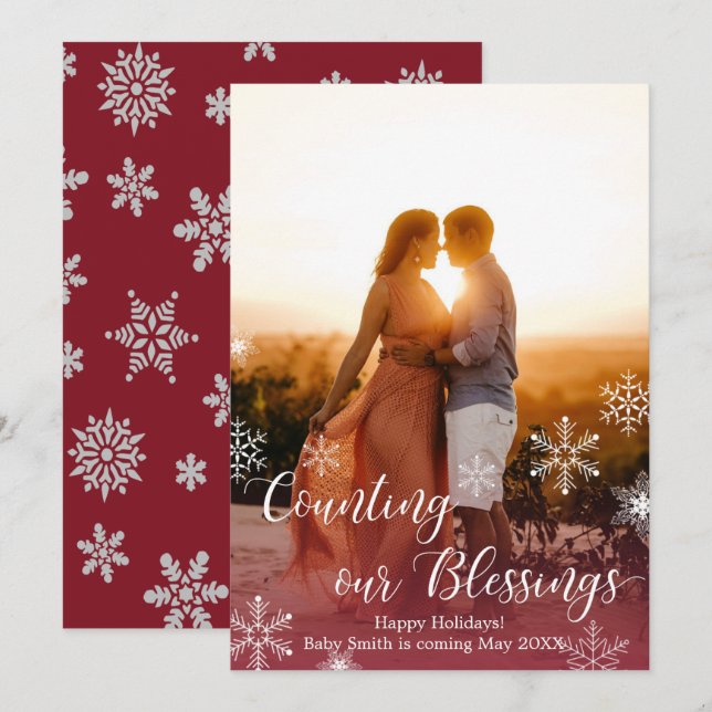 Photo Christmas Pregnancy Announcement Cards (Front/Back)