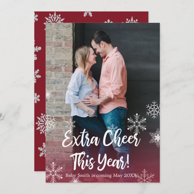 Photo Christmas Pregnancy Announcement Cards (Front/Back)