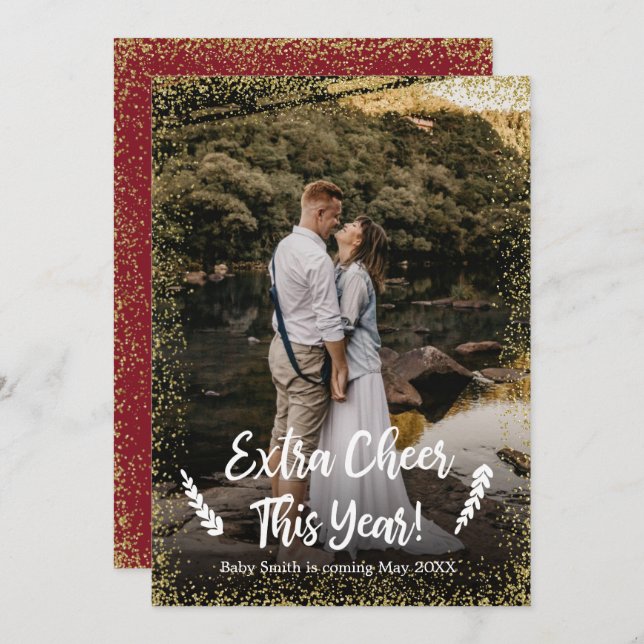 Photo Christmas Pregnancy Announcement Cards (Front/Back)