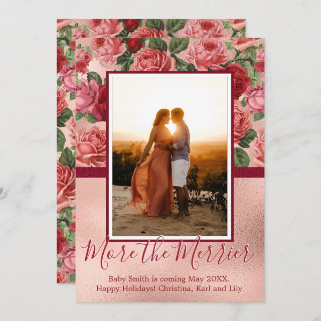 Photo Christmas Pregnancy Announcement Cards (Front/Back)