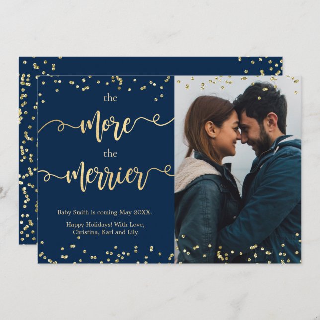 Photo Christmas Pregnancy Announcement Cards (Front/Back)