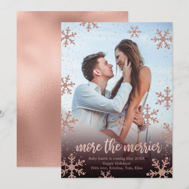 Photo Christmas Pregnancy Announcement Cards (Front/Back)