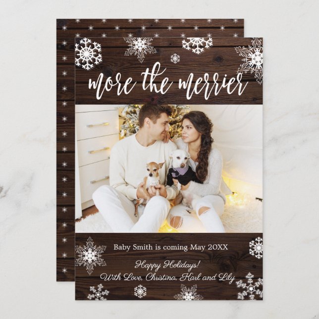 Photo Christmas Pregnancy Announcement Cards (Front/Back)