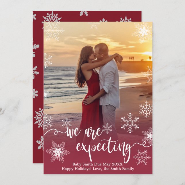 Photo Christmas Pregnancy Announcement Cards (Front/Back)