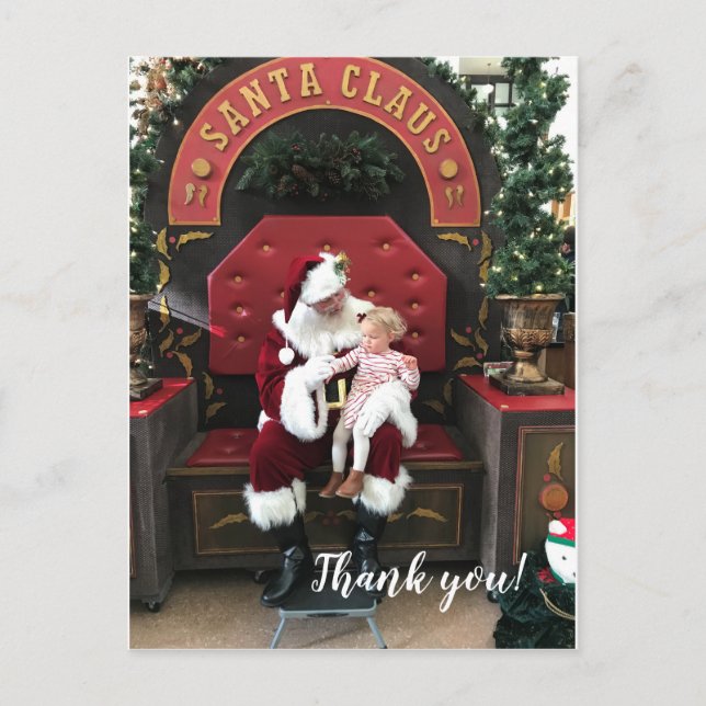 Photo Christmas Thank You Post Card (Front)