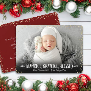 Photo Christmas Thankful Grateful Blessed Custom Holiday Card