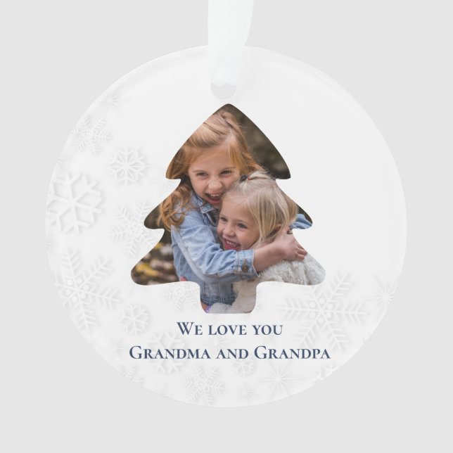 Photo Christmas Tree Template Grandparents Ornament (Front)