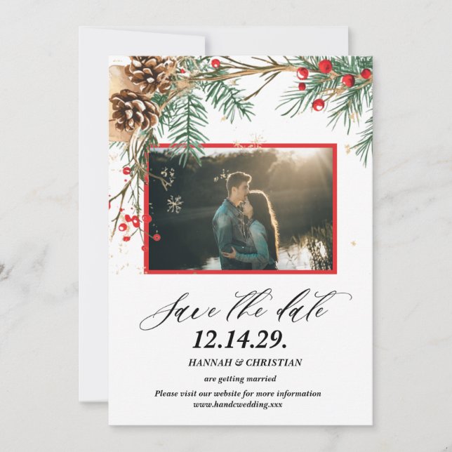 Photo Christmas Wedding Save the date  (Front)