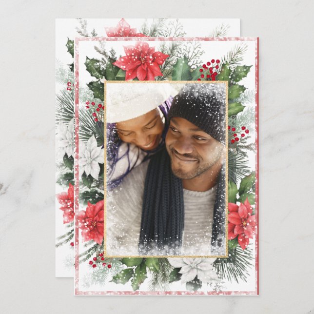Photo Christmas Xmas Holiday Snow Card (Front/Back)