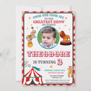 Photo Circus Birthday Invitation - Vintage Big Top