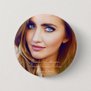 Photo "Class of" name school trendy graduation 6 Cm Round Badge