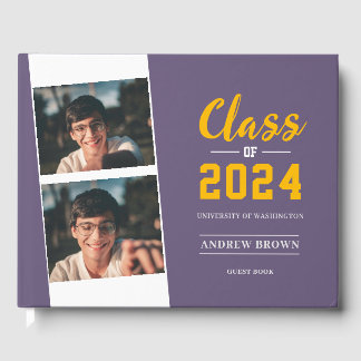 Photo Class of Pastel Purple and Gold Guest Book